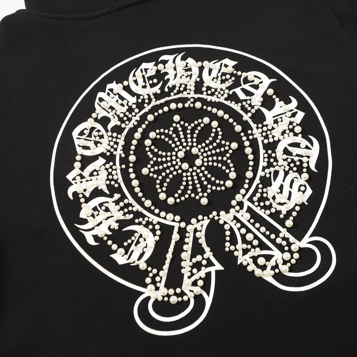 Chrome Hearts Rhinestone Horseshoe Hoodie - Black Gothic Streetwear Chrome-Hearts
