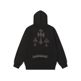 Chrome Hearts Rhinestone Cross Hoodie - Black Gothic Streetwear Chrome-Hearts