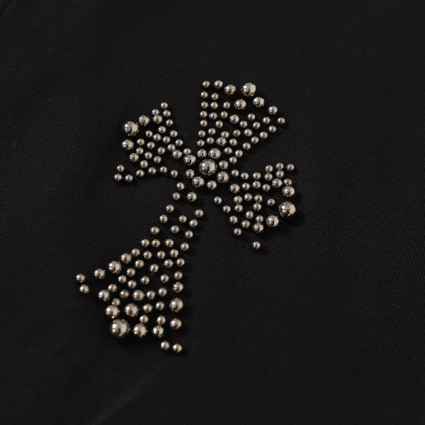 Chrome Hearts Rhinestone Cross Hoodie - Black Gothic Streetwear Chrome-Hearts