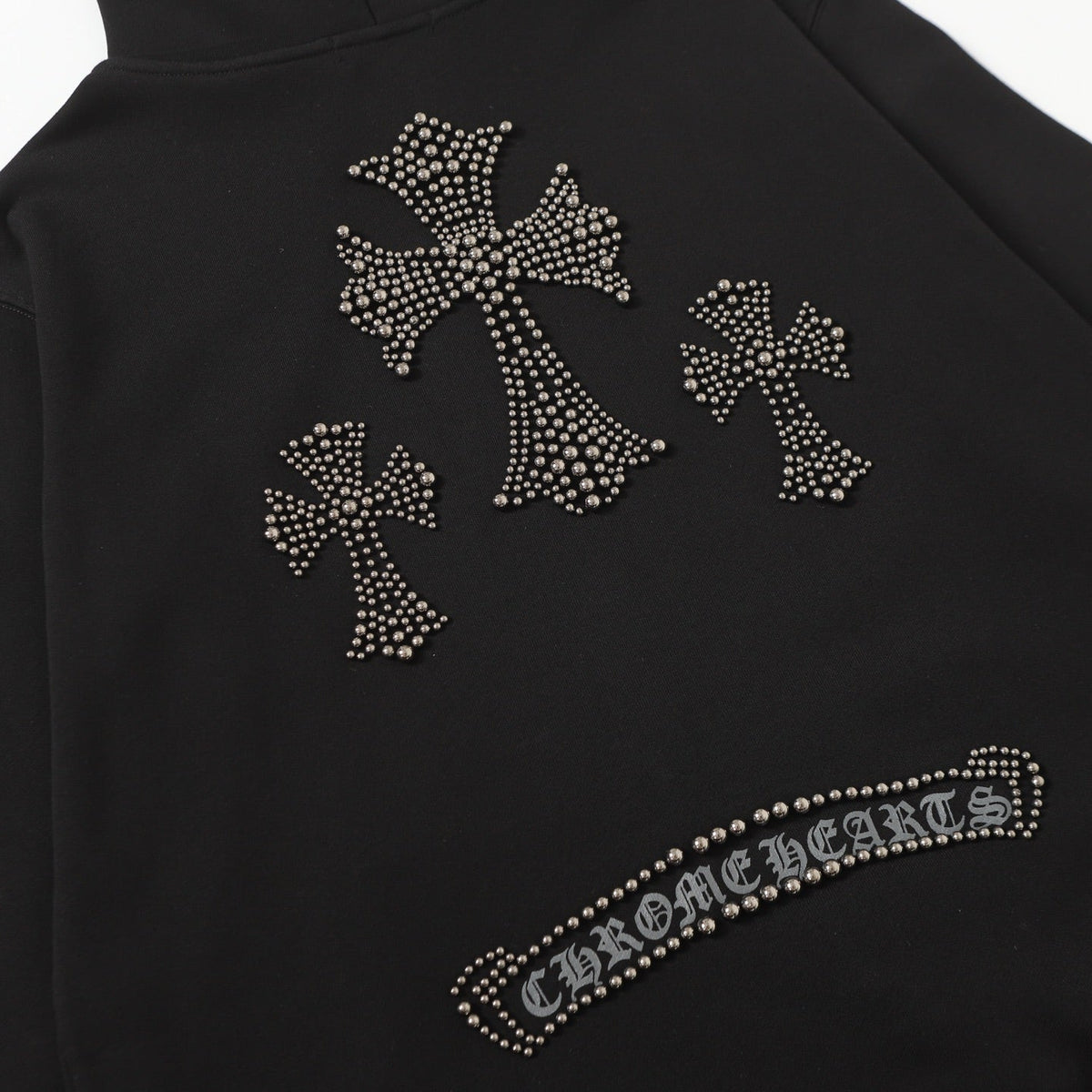Chrome Hearts Rhinestone Cross Hoodie - Black Gothic Streetwear Chrome-Hearts