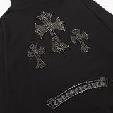 Chrome Hearts Rhinestone Cross Hoodie - Black Gothic Streetwear Chrome-Hearts