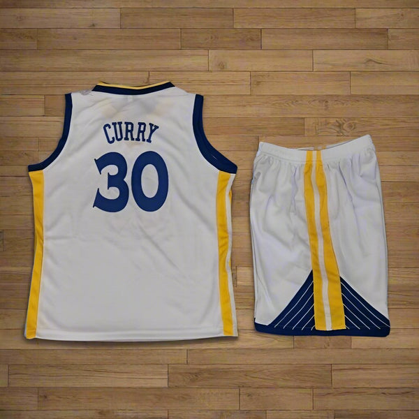 Golden State Warriors #30 Stephen Curry White kids jersey set Gorilla fits