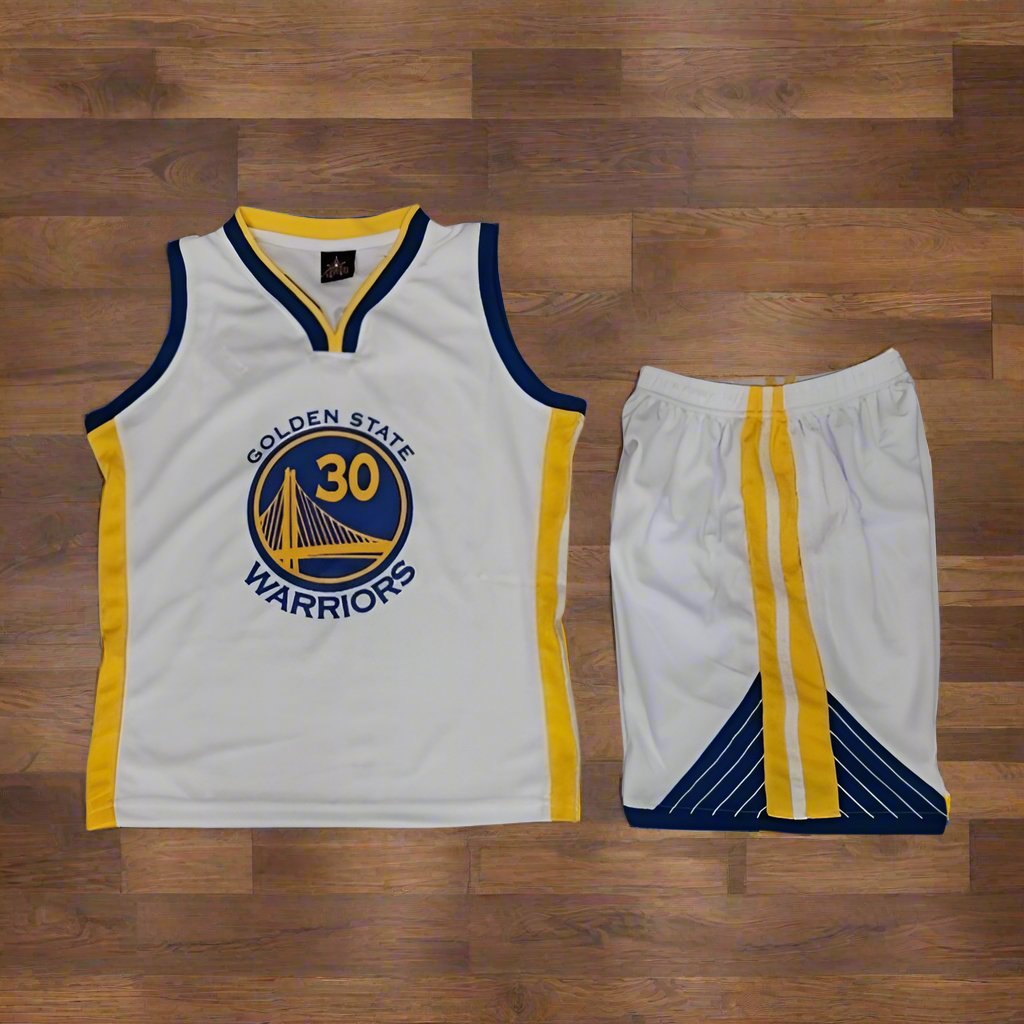 Golden State Warriors #30 Stephen Curry White kids jersey set Gorilla fits