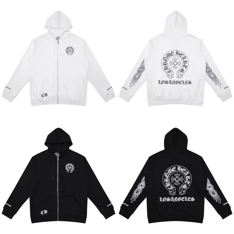 Luxury CHROME HEARTS  Horseshoe ZIP-UP Hoodie Gorilla Fits