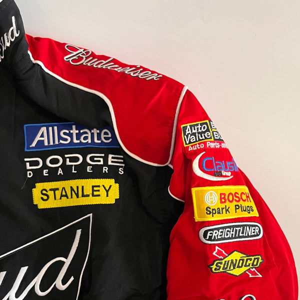 Budweiser Racing Jacket – Black & Red NASCAR Embroidered Bomber Gorilla Fits