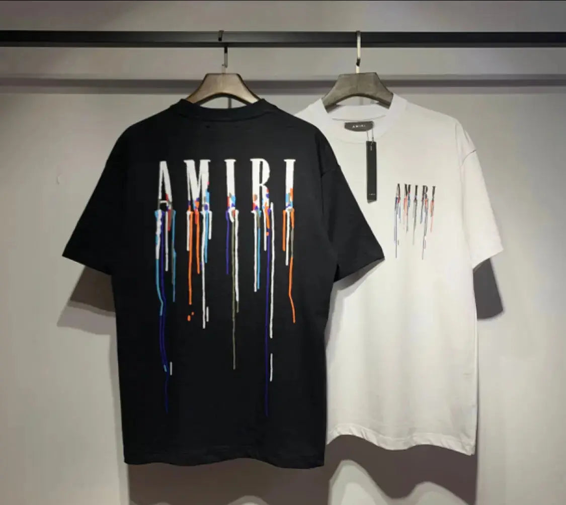 Black/White Drip paint  Amiri Designer T-shirts Gorilla fits