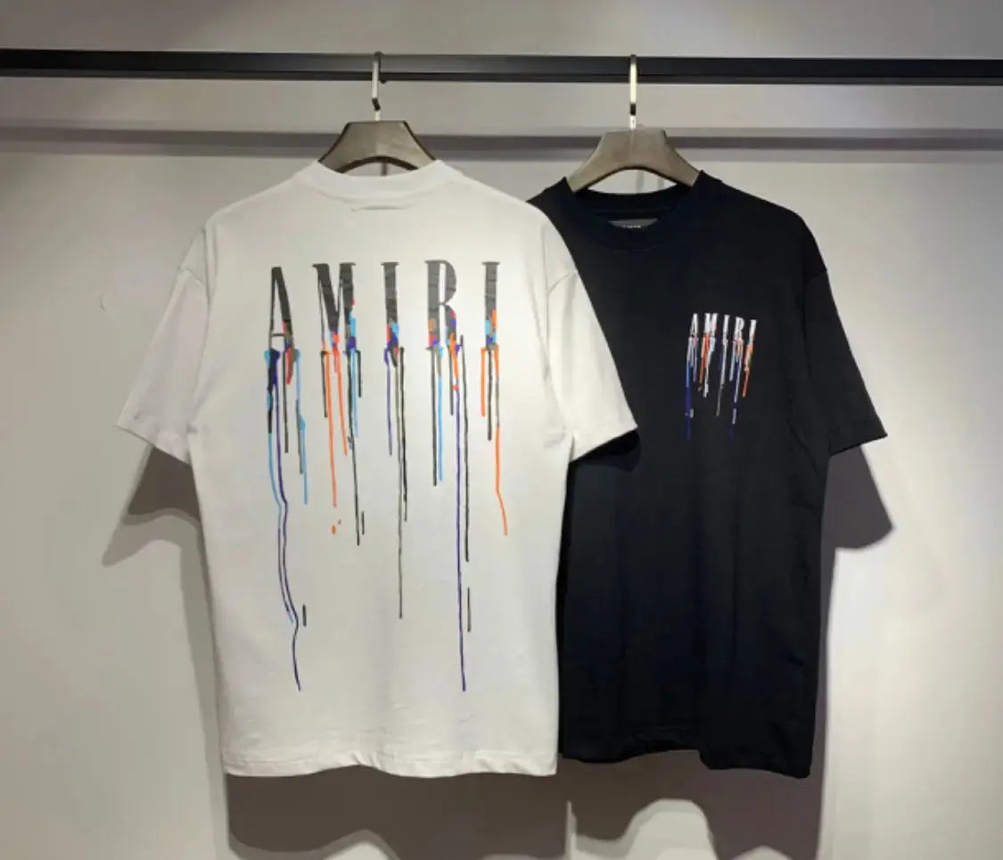 Black/White Drip paint  Amiri Designer T-shirts Gorilla fits