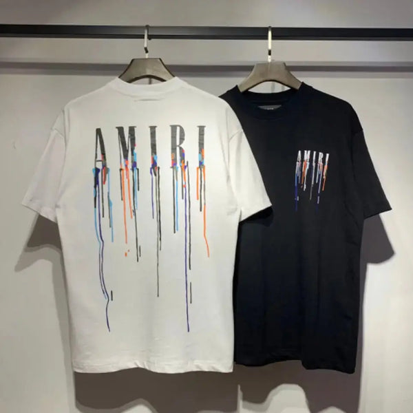 Black/White Drip paint  Amiri Designer T-shirts Gorilla fits