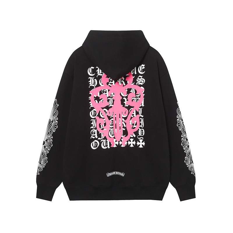 Luxury CHROME HEARTS Pink Paint ZIP-UP Hoodie Gorilla Fits