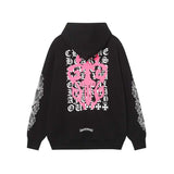 Luxury CHROME HEARTS Pink Paint ZIP-UP Hoodie Gorilla Fits