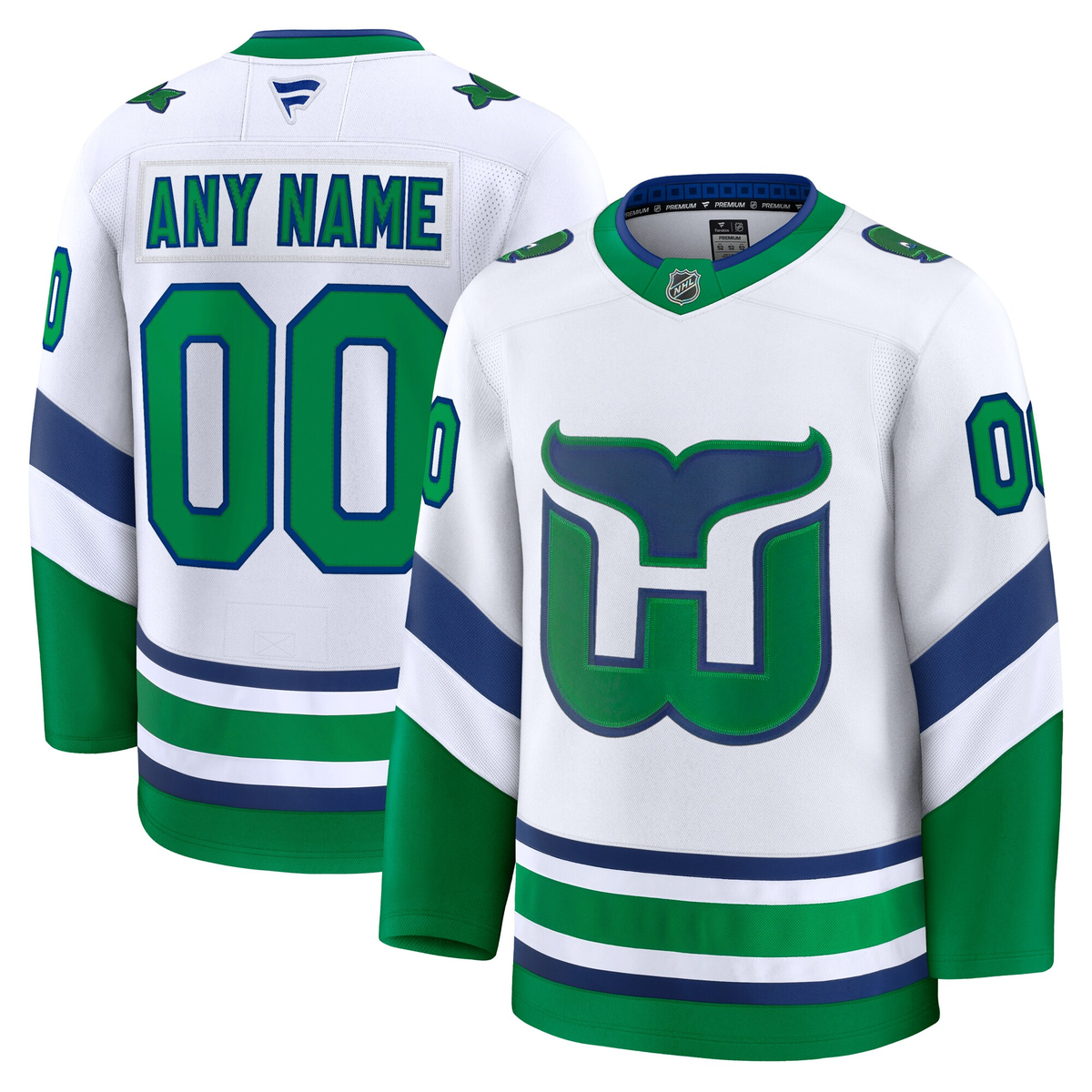 Customizable Carolina Hurricanes 2024 Fanatics Premium White Whalers Jersey Gorilla Fits