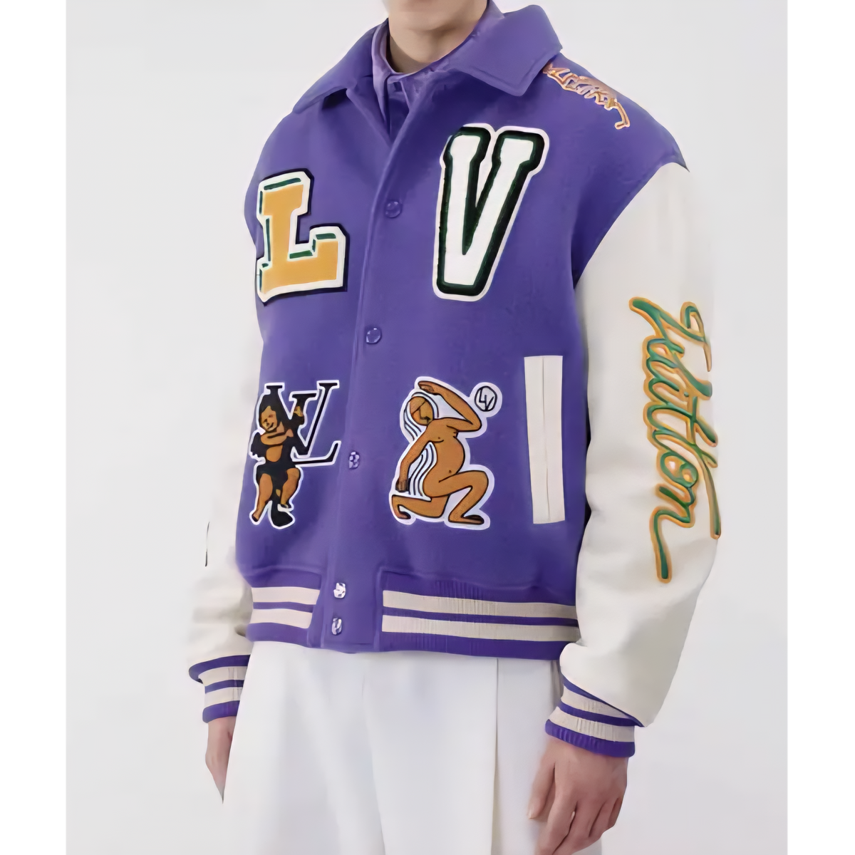 Embroidered LV LETTERMAN Varsity Jacket Gorilla fits