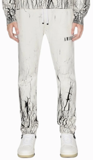 Amiri Cracked Sweatpants in White and Black Options Gorilla fits