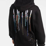 AMIRI Fashion drip paint hoodie unisex streetwear, Oversized Unisex long Sleeves, White drip paint/Black paint/Blue paint, hoodie/ pullover