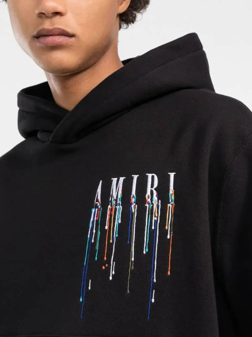 AMIRI Fashion drip paint hoodie unisex streetwear, Oversized Unisex long Sleeves, White drip paint/Black paint/Blue paint, hoodie/ pullover