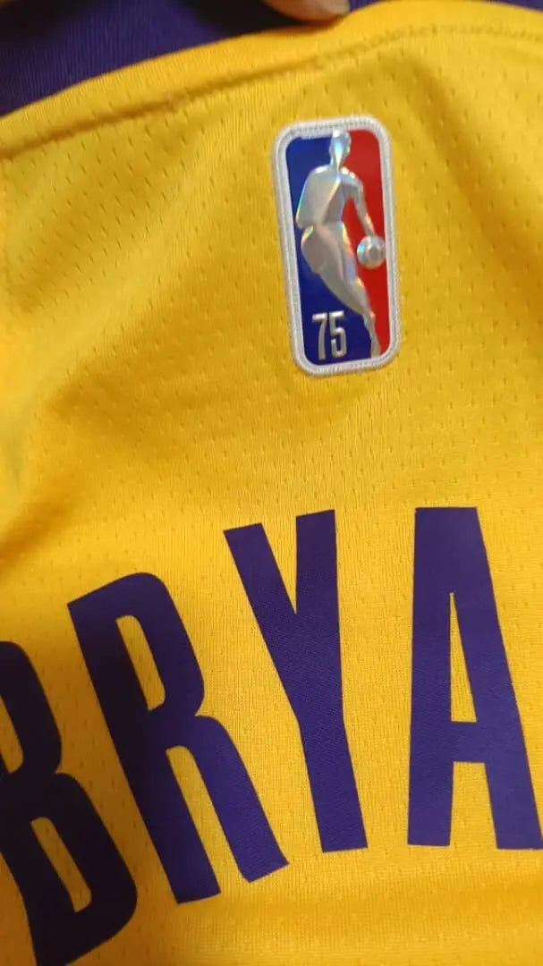 Nba Mens Kobe Bryant jersey Lakers Kb #24 yellow/Black Mamba Day Swingman Jersey #8 infront and #24 on back. Kobe Bryant tribute.