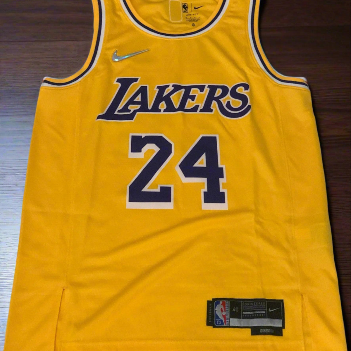 Nba Mens Kobe Bryant jersey Lakers Kb #24 yellow/Black Mamba Day Swingman Jersey #8 infront and #24 on back. Kobe Bryant tribute.