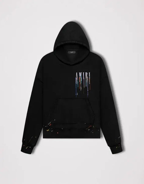 AMIRI Fashion drip paint hoodie unisex streetwear, Oversized Unisex long Sleeves, White drip paint/Black paint/Blue paint, hoodie/ pullover