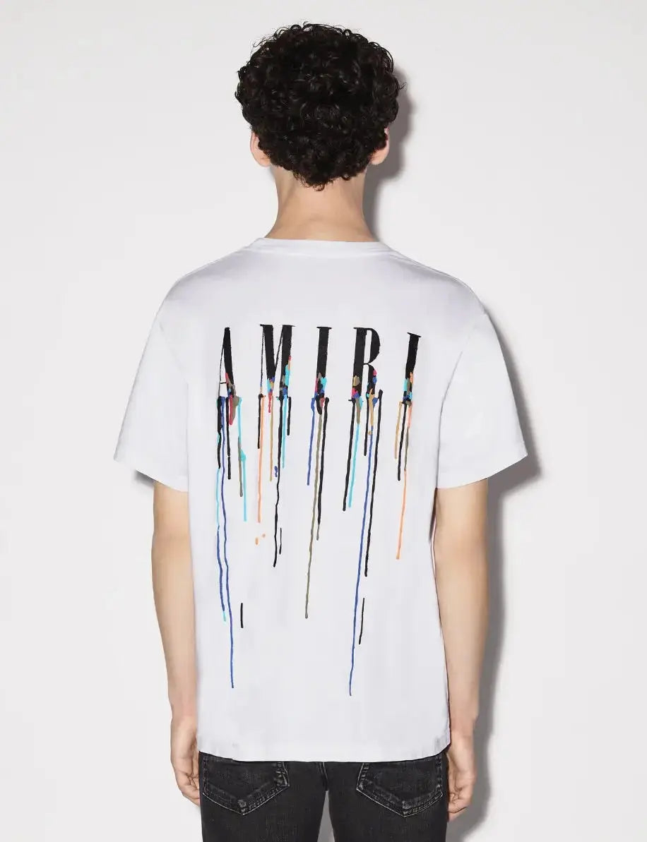 Black/White Drip paint Unisex, gender neutral, oversized Amiri Designer T-shirts, black,white, different design, Amiri brand, modern fit.