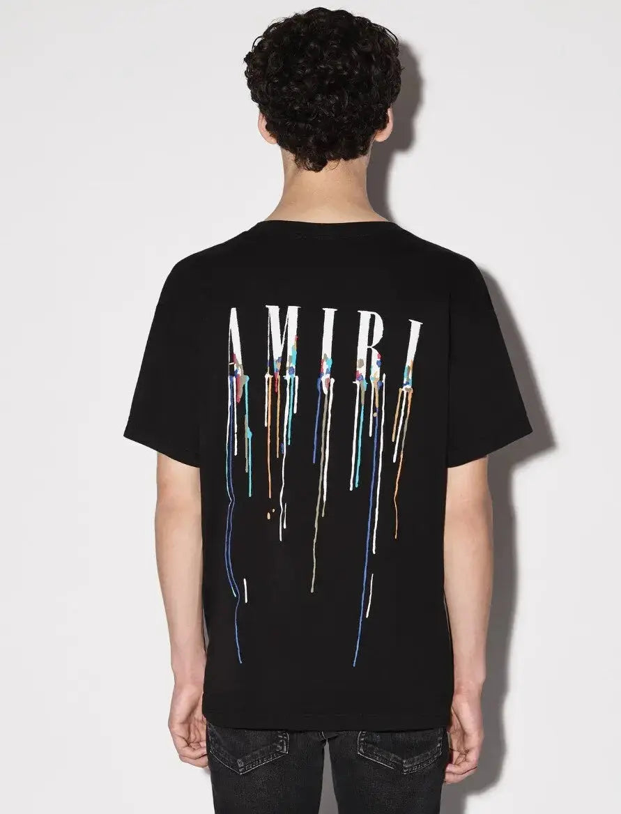 Black/White Drip paint Unisex, gender neutral, oversized Amiri Designer T-shirts, black,white, different design, Amiri brand, modern fit.